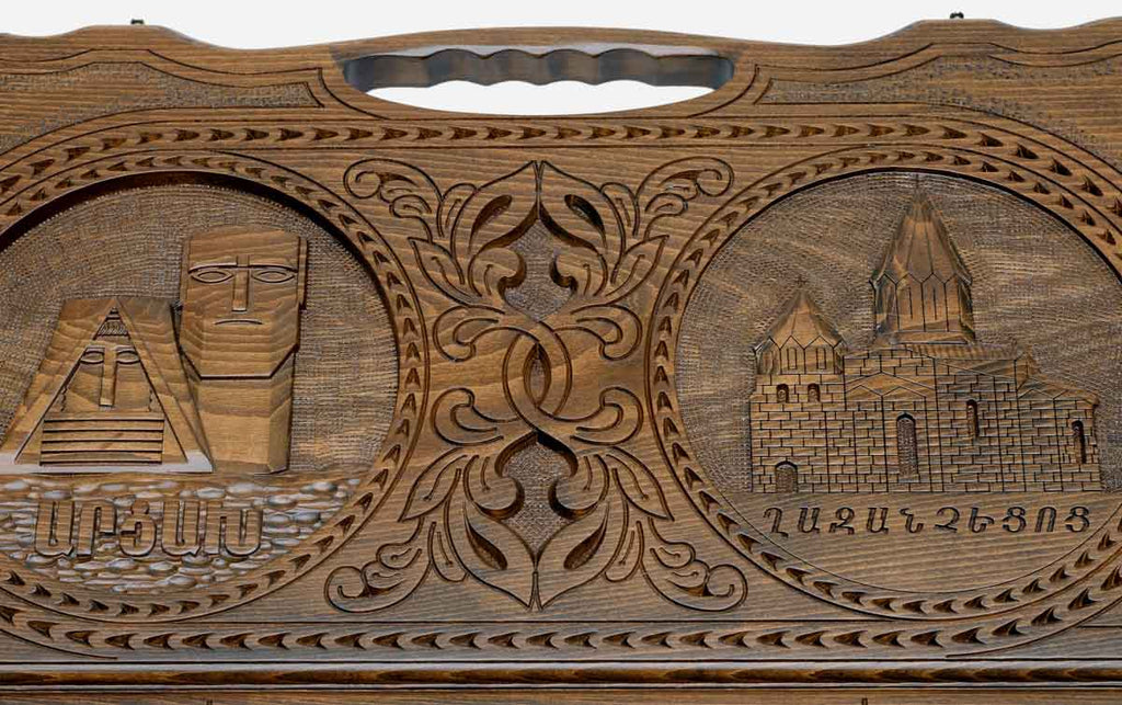 Detail of the scrollwork and Artsakh lettering