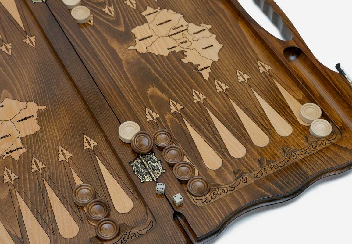 Side view of the carved beechwood board