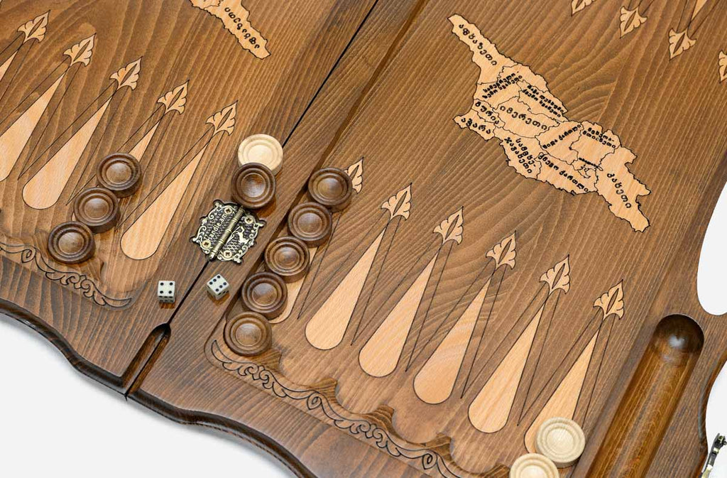 Side view of the carved beechwood board