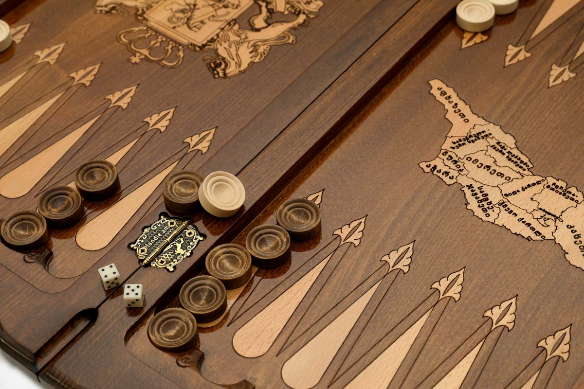 Side view of the carved beechwood board