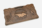 Angled view of the map of Georgia carved backgammon board