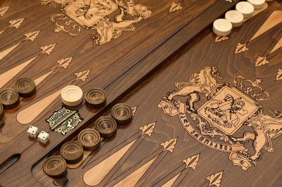 Side view of the carved beechwood board