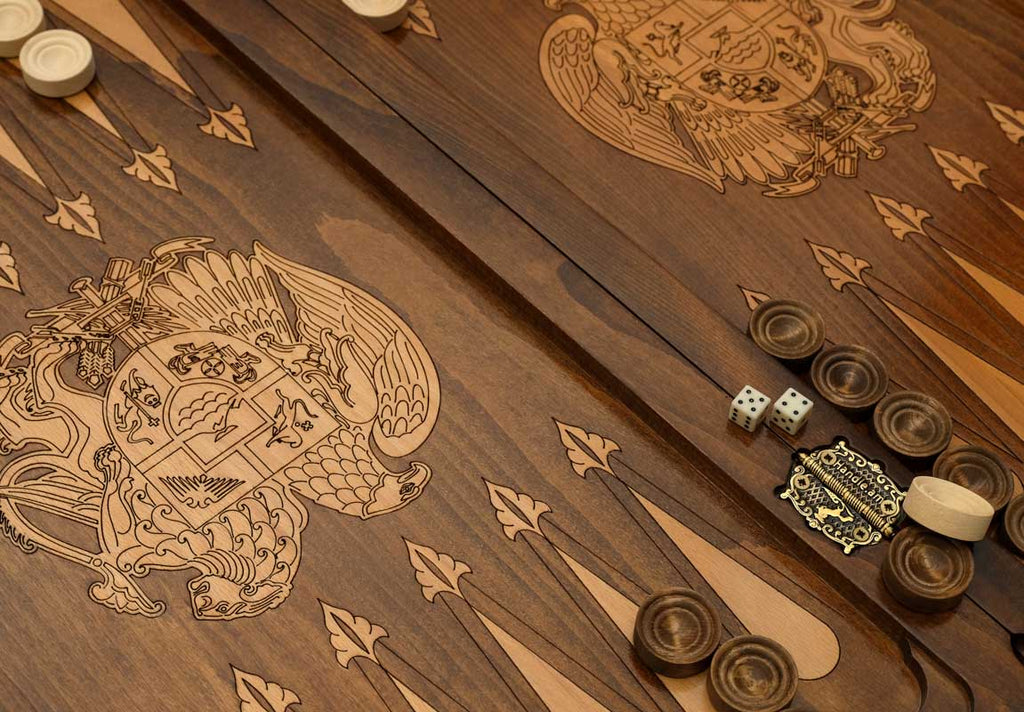 Side view of the carved beechwood board