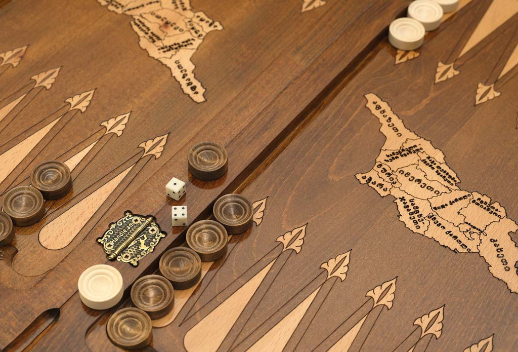 Side view of the carved beechwood board