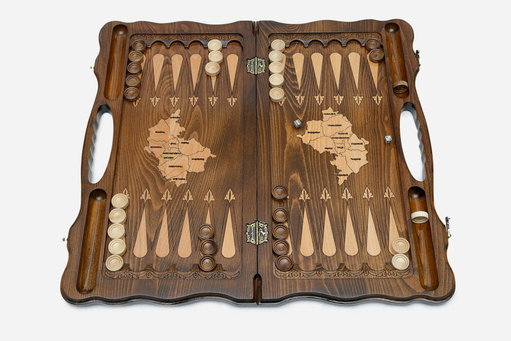 Side view of the carved beechwood board