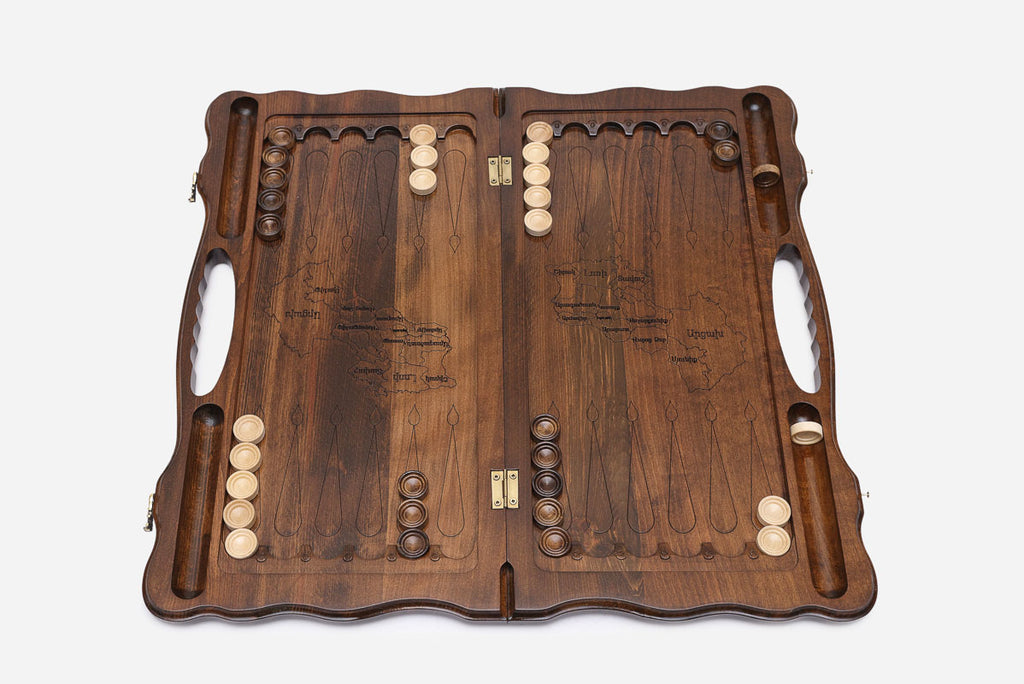 Side view of the carved beechwood board