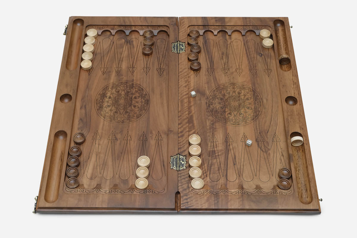 Ornamental Rosette backgammon board - view 6