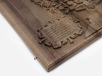 The title banner of the Noah family tree carving