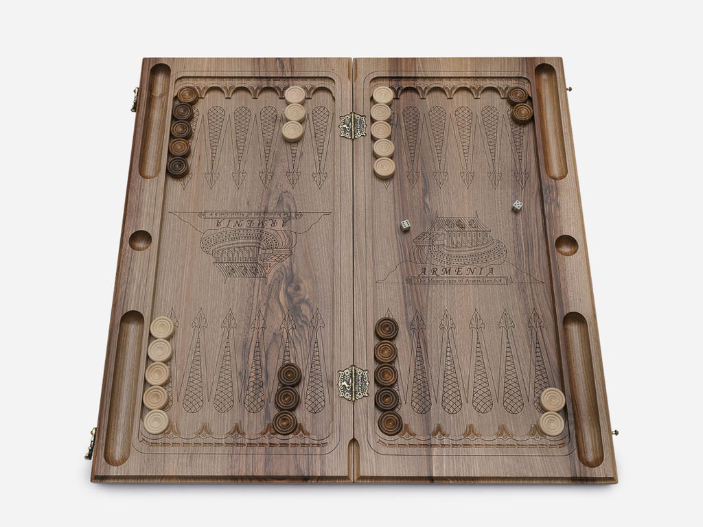 Side view of the carved walnut board