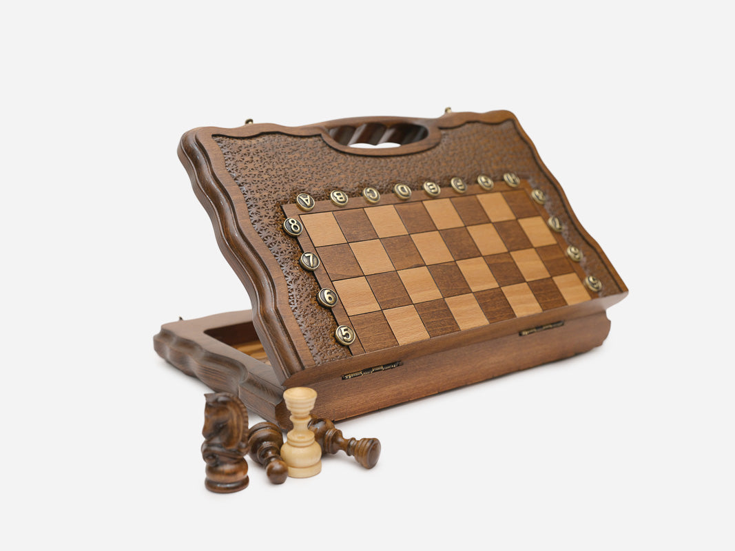 Compact Classic Beech Chess and Backgammon Set