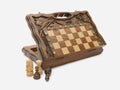 Compact Pomegranate and Grapevine Walnut Chess and Backgammon Set