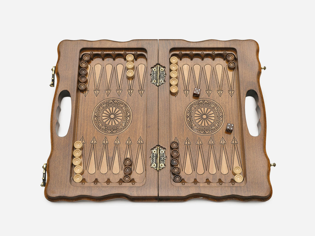 Pomegranate and Grapevine chess and backgammon set detail 9