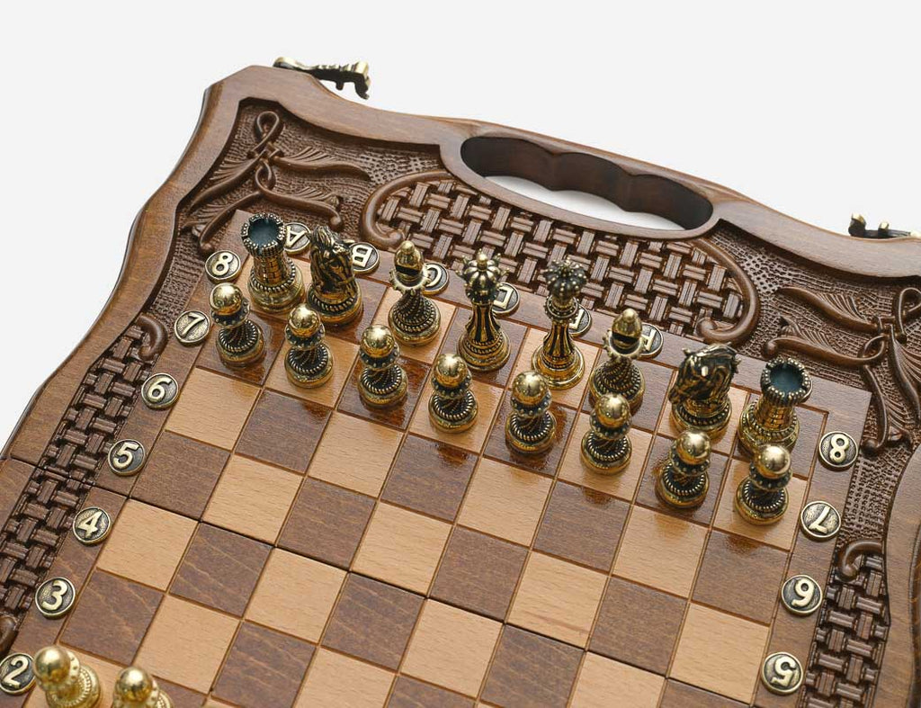 Lattice chess and backgammon set detail 6