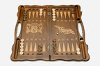 Side view of the carved beechwood board