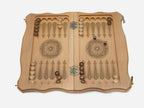 The opened board showing its felt-lined interior