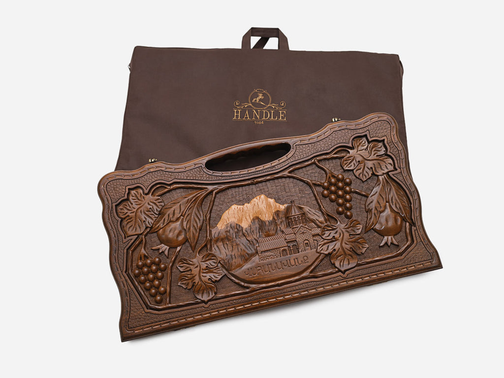 The carved beechwood board shown from another angle