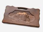 Angled view of the Vahanavank monastery mountain carved backgammon board