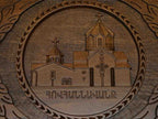 Angled view of the Hovhannavank carved backgammon board