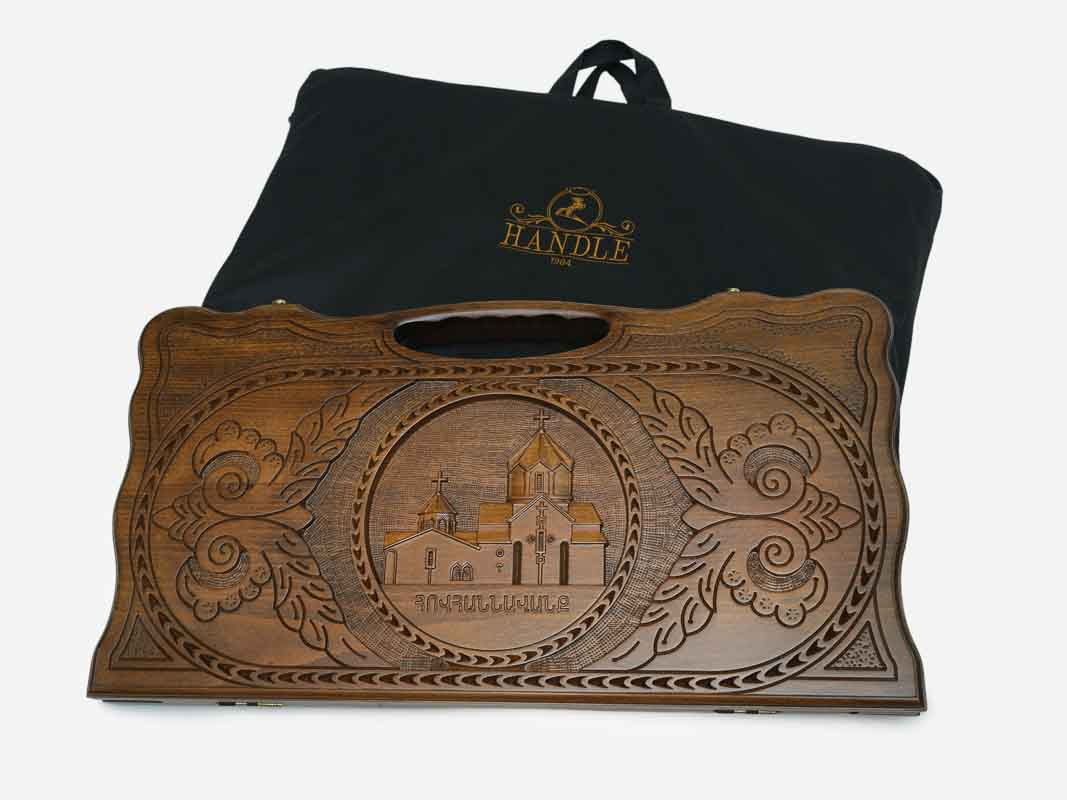 The carved beechwood board shown from another angle