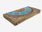 Overhead view of the epoxy backgammon board