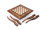 Ornate wooden chess table by master craftsman