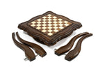 Luxury wooden chess table with intricate carving