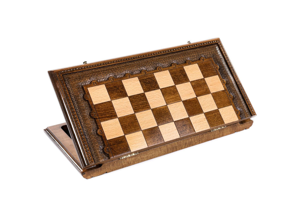 Premium artisan chess set classic one piece wood craftsmanship