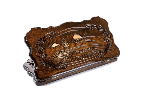 Armenian wooden backgammon board with Ararat design 23.6 inch