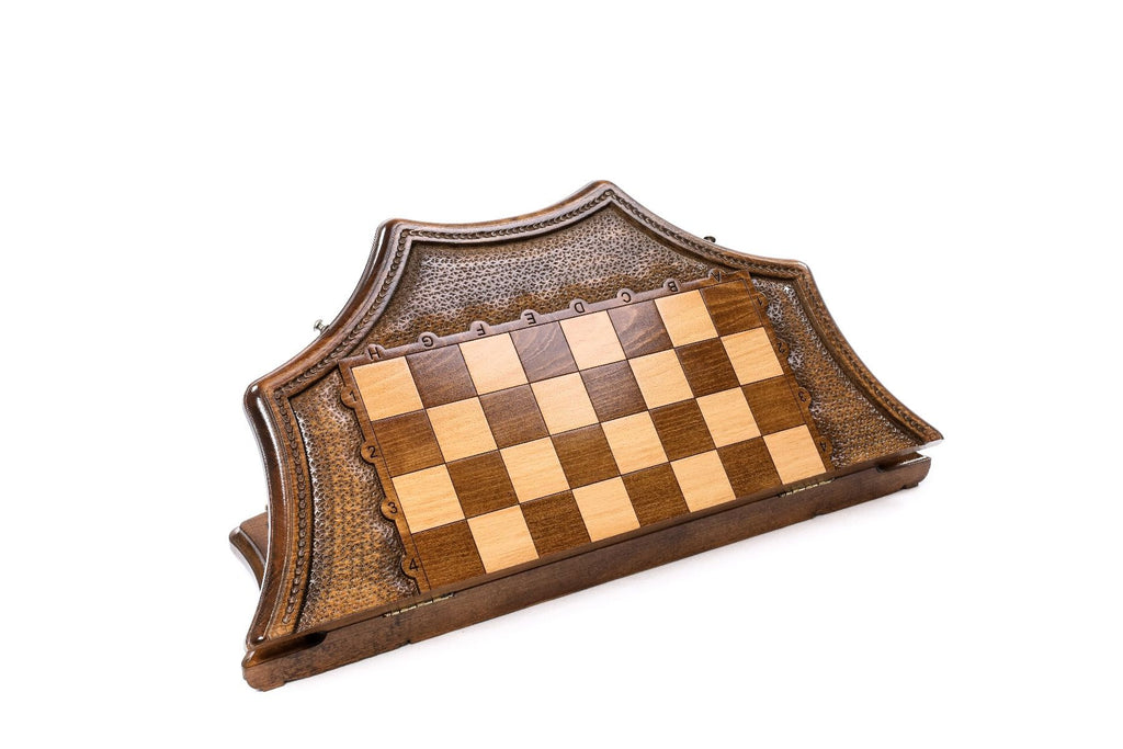 Premium artisan chess set elegant star shaped wooden artwork