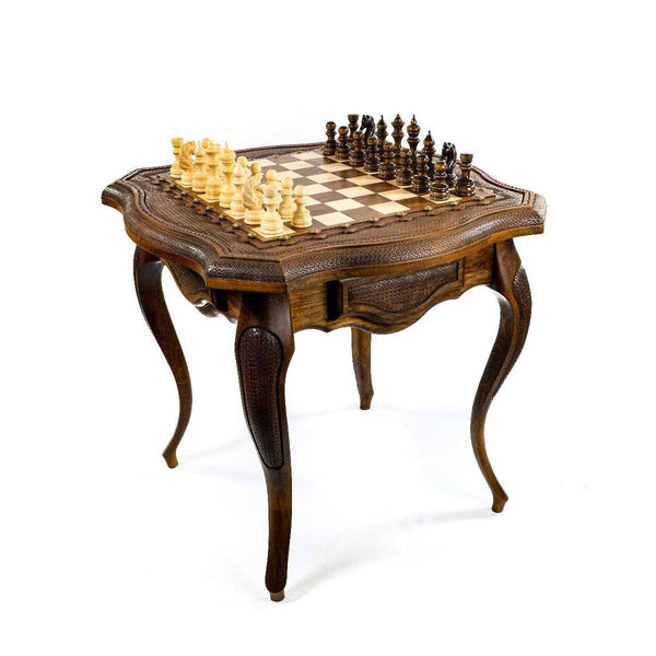 Chess table with contour-outline board by Hrachya Ohanyan