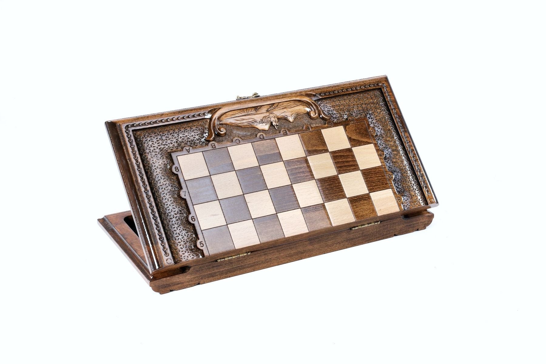 Wooden Carved Chess Set With Mount Ararat 40 cm / 15.6" - Unumperfectus