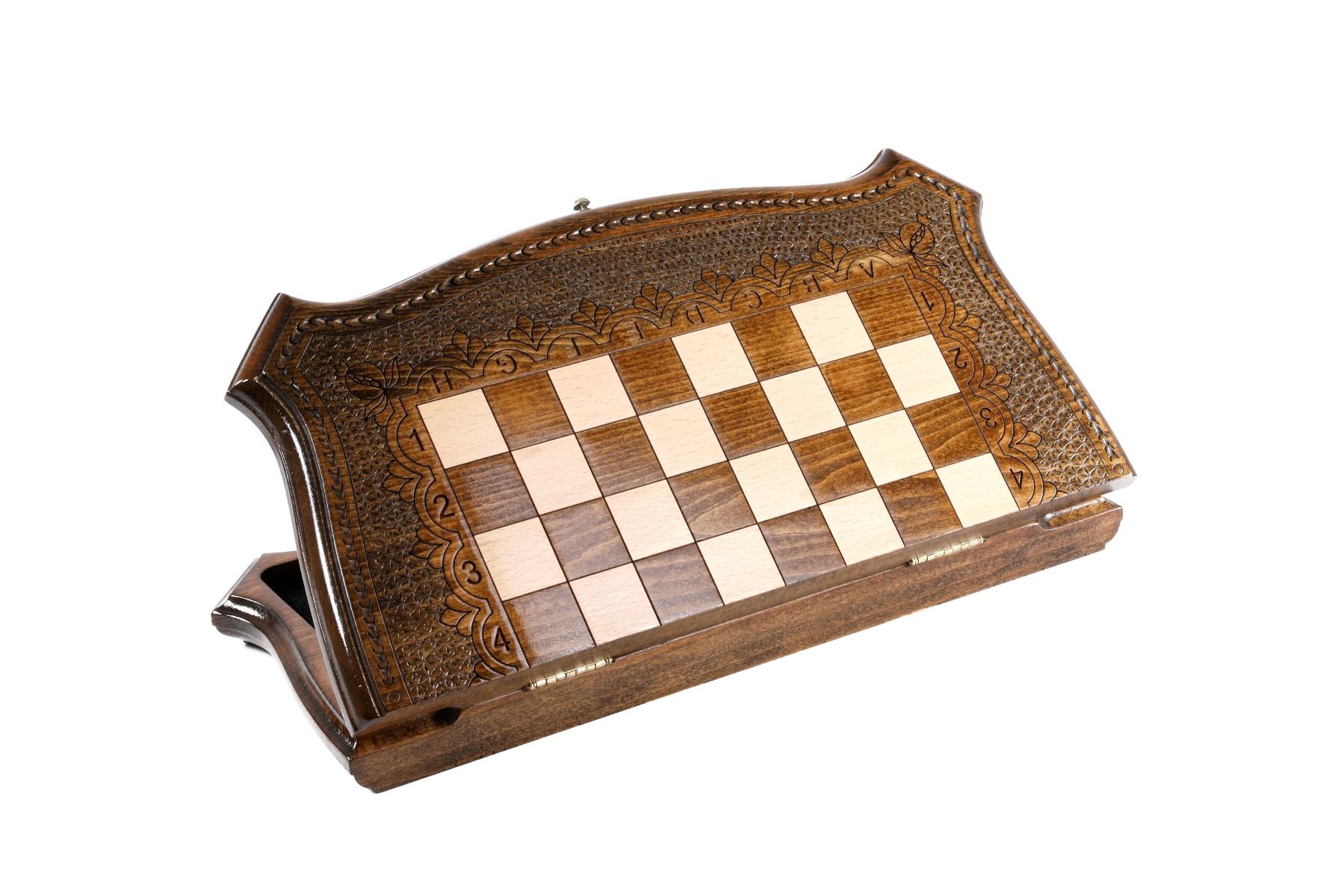 Wooden Chess Set with Contour Outline 40 cm / 15.6" - Unumperfectus