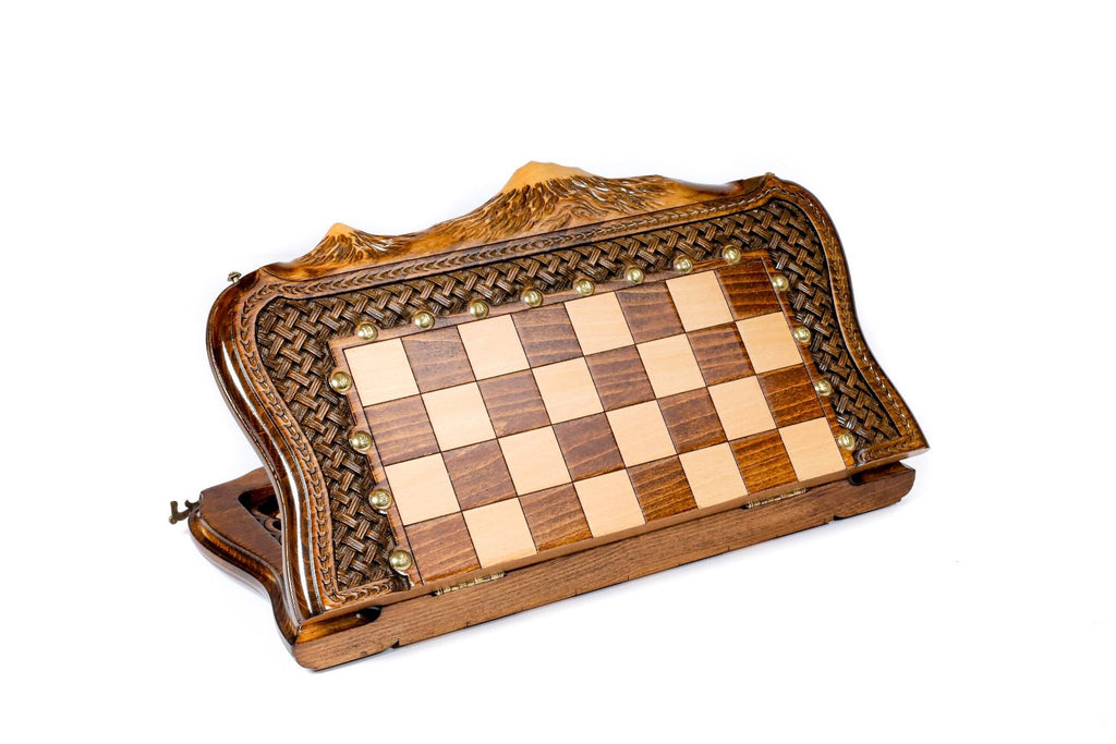 Chess & Backgammon Set — Braid Pattern with Mount Ararat Outline 40 cm | 15.6" - Unumperfectus