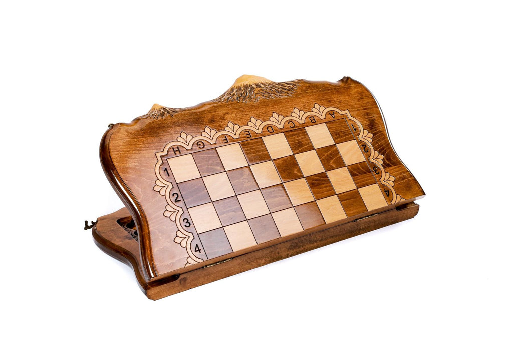 Wooden Chess & Backgammon Set — Braid Pattern 50 cm | 19.7" - Unumperfectus