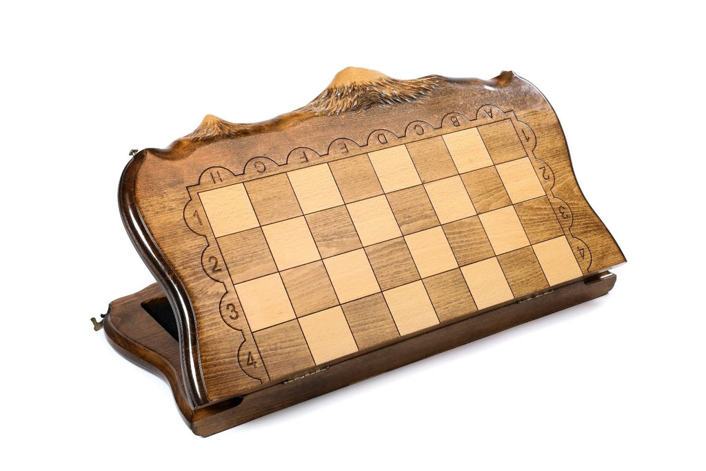 Handmade Chess Set With Mount Ararat Outline 50 cm | 19.7" - Unumperfectus