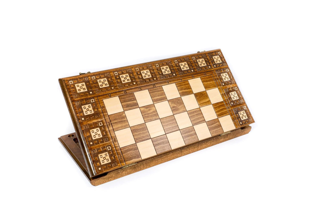 Classic Carpet Wooden Chess & Backgammon Board - Unumperfectus