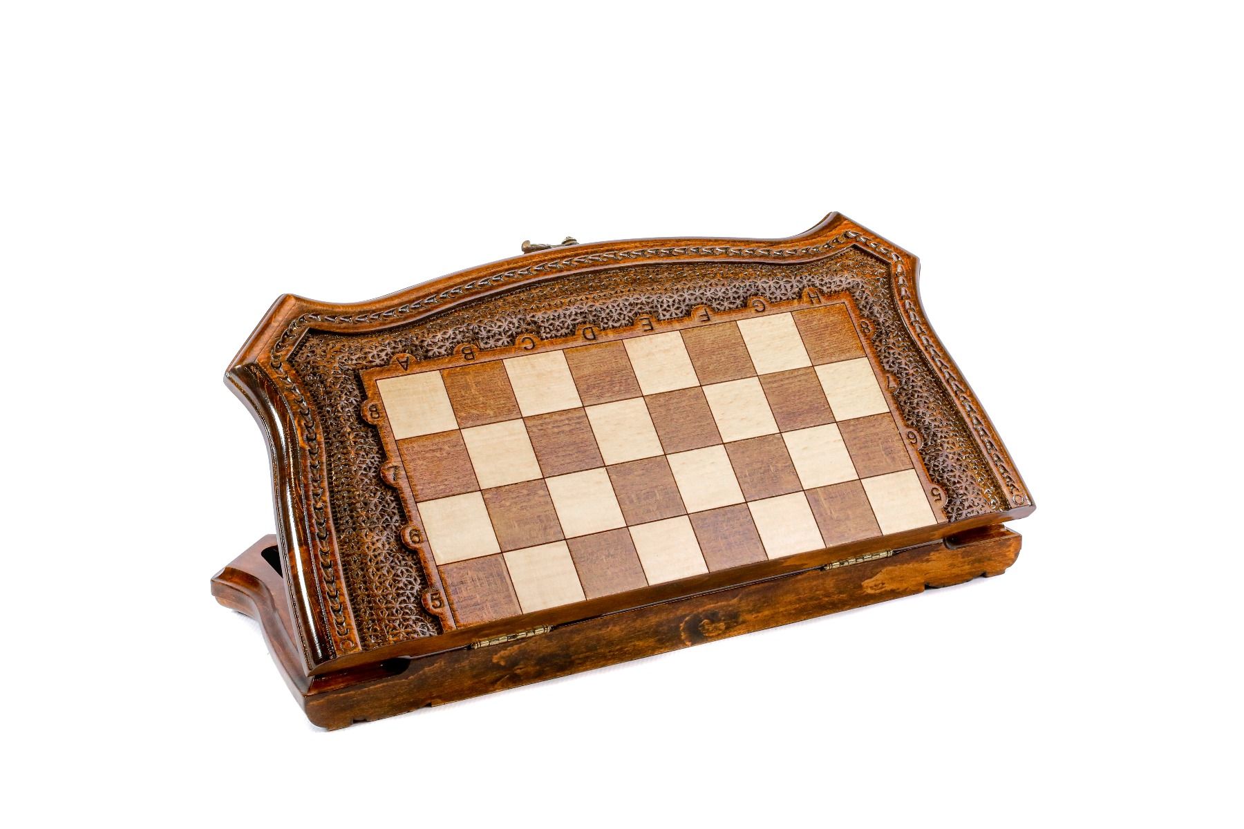 Wooden Carved Chess Set With Contour Outline 40 cm | 15.6" - Unumperfectus