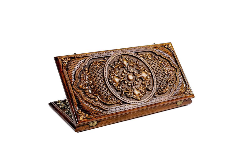 Wooden Carved Chess Set Ornamental Bas-Relief 60 cm | 24.7" - Unumperfectus