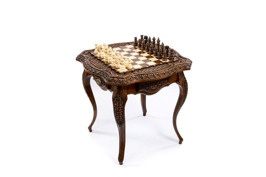 Luxury Armenian wooden table chess set handcrafted furniture design