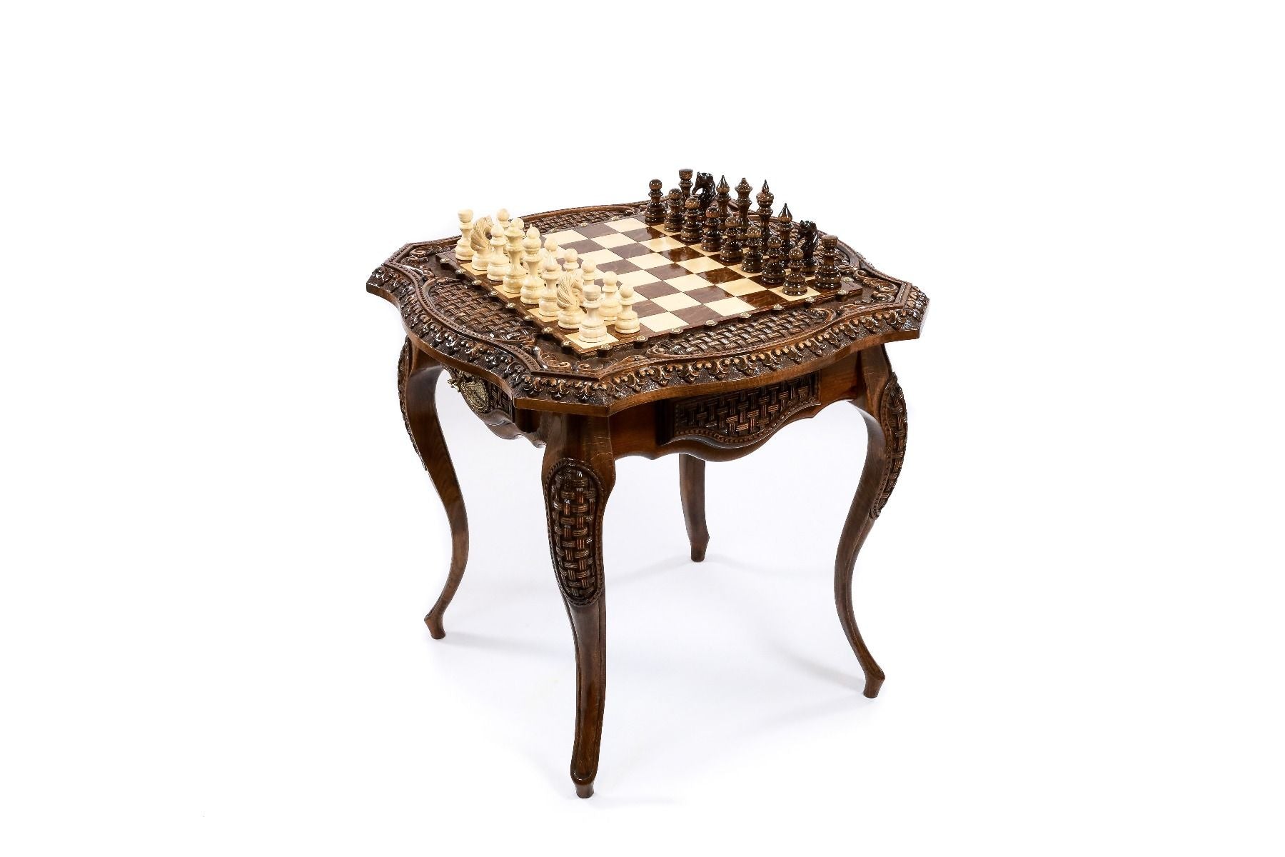 Luxury Armenian wooden table chess set handcrafted furniture design