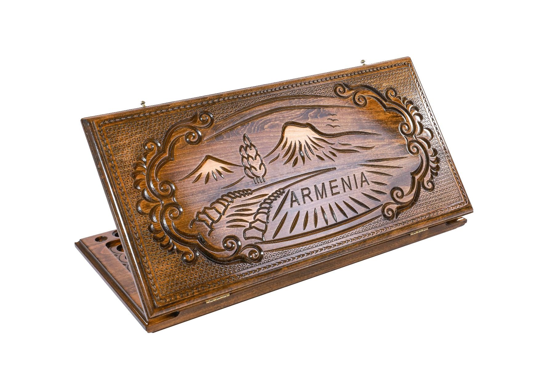 Armenian wooden backgammon board Ararat design 23.6 inch