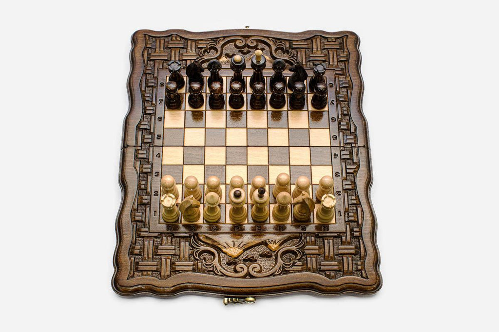 Compact Mount Ararat Beech Chess and Backgammon Set IV