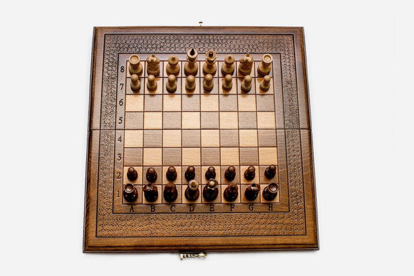 Compact Classic Beech Chess and Backgammon Set IV
