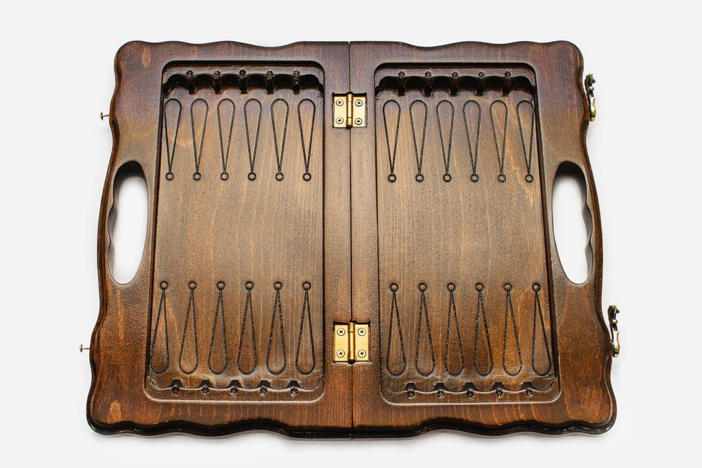 Mount Ararat chess and backgammon set shown folded with carry handle
