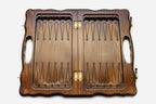 Mount Ararat chess and backgammon set shown folded with carry handle