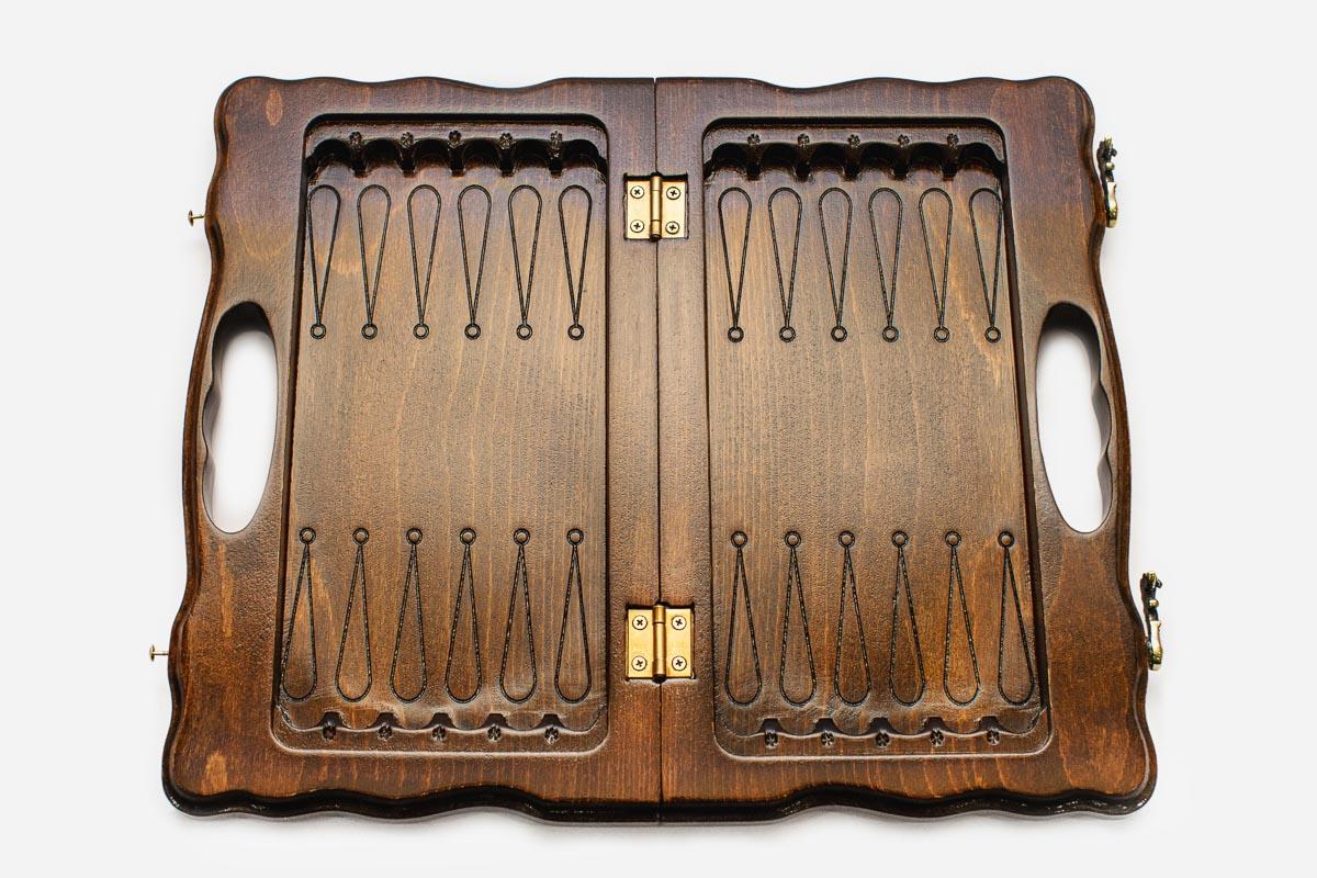 Mount Ararat chess and backgammon set shown folded with carry handle