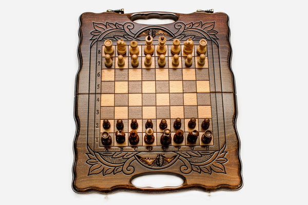 Compact Mount Ararat Beech Chess and Backgammon Set III