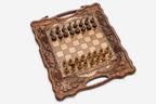 Mount Ararat, Pomegranate and Grapevine Beech Chess and Backgammon Set with Bronze Pieces
