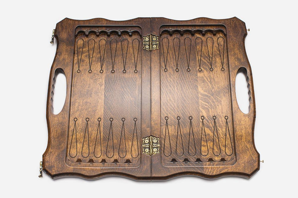 Mount Ararat chess and backgammon set shown folded with carry handle