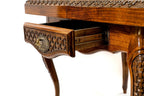 Detail of the wood grain on the carved game table